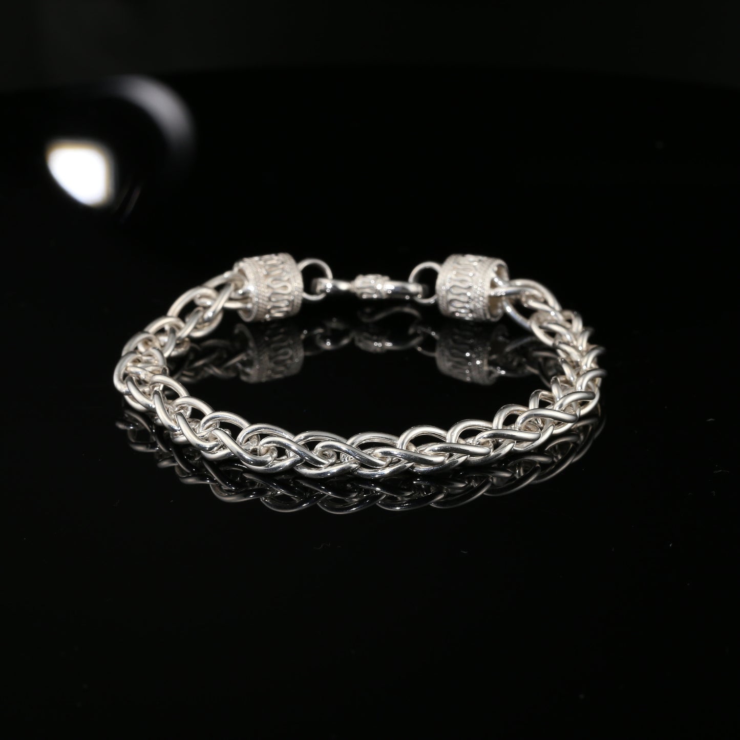 Sterling Silver Byzantine Chain Bracelet with Hook Clasp, 8&quot;, Unisex