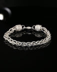Byzantine Chain Bracelet with Hook Clasp, 8&quot;, Unisex in Sterling Silver