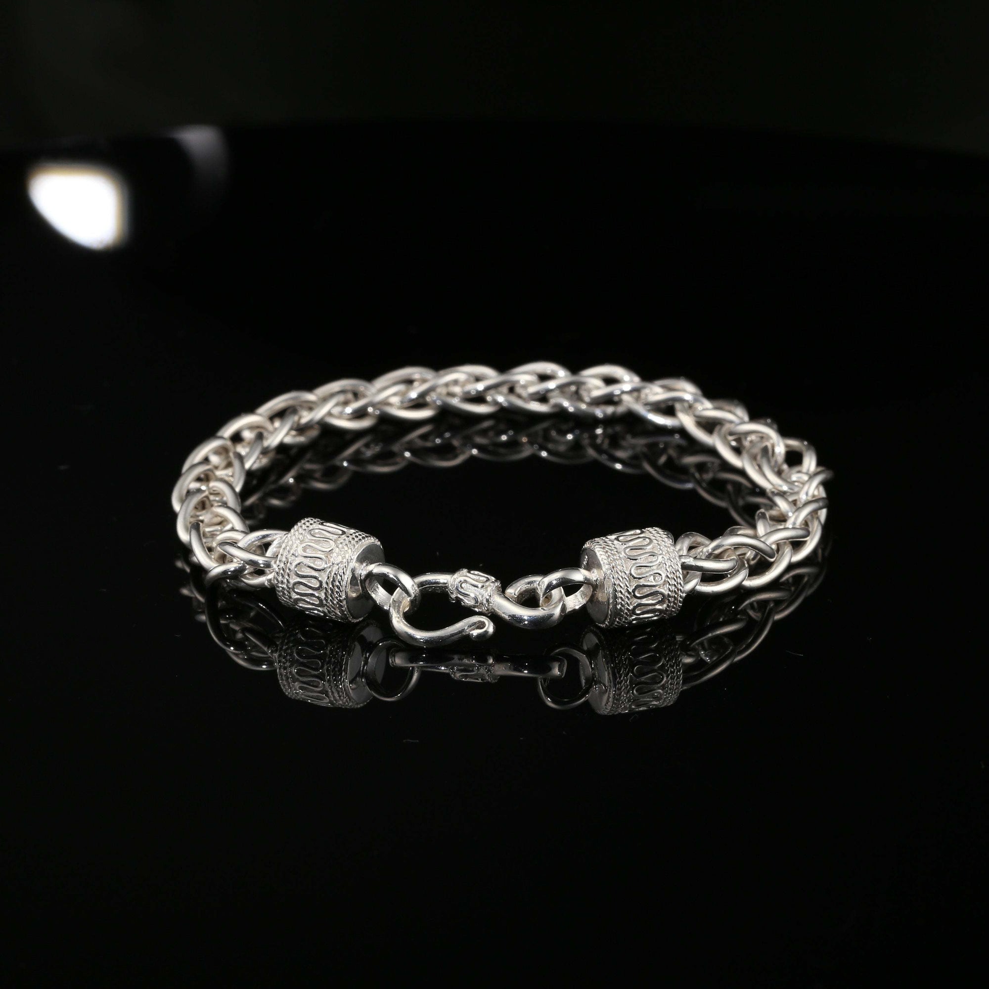 Sterling Silver Byzantine Chain Bracelet with Hook Clasp, 8&amp;quot;, Unisex