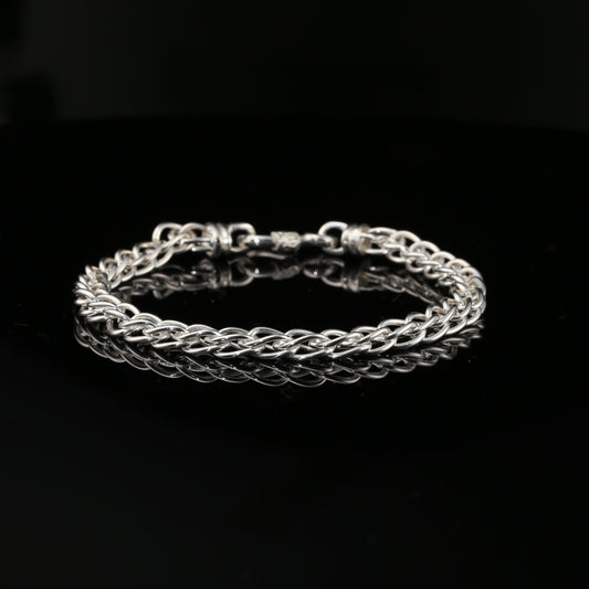 Sterling Silver Byzantine Chain Flat Bracelet with Hook Clasp, 8.5&quot;, Unisex