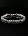 Byzantine Chain Flat Bracelet with Hook Clasp, 8.5&quot;, Unisex in Sterling Silver