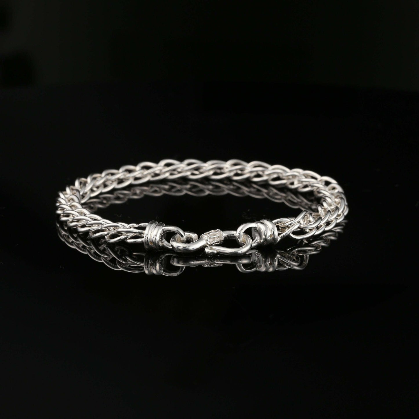Sterling Silver Byzantine Chain Flat Bracelet with Hook Clasp, 8.5&quot;, Unisex