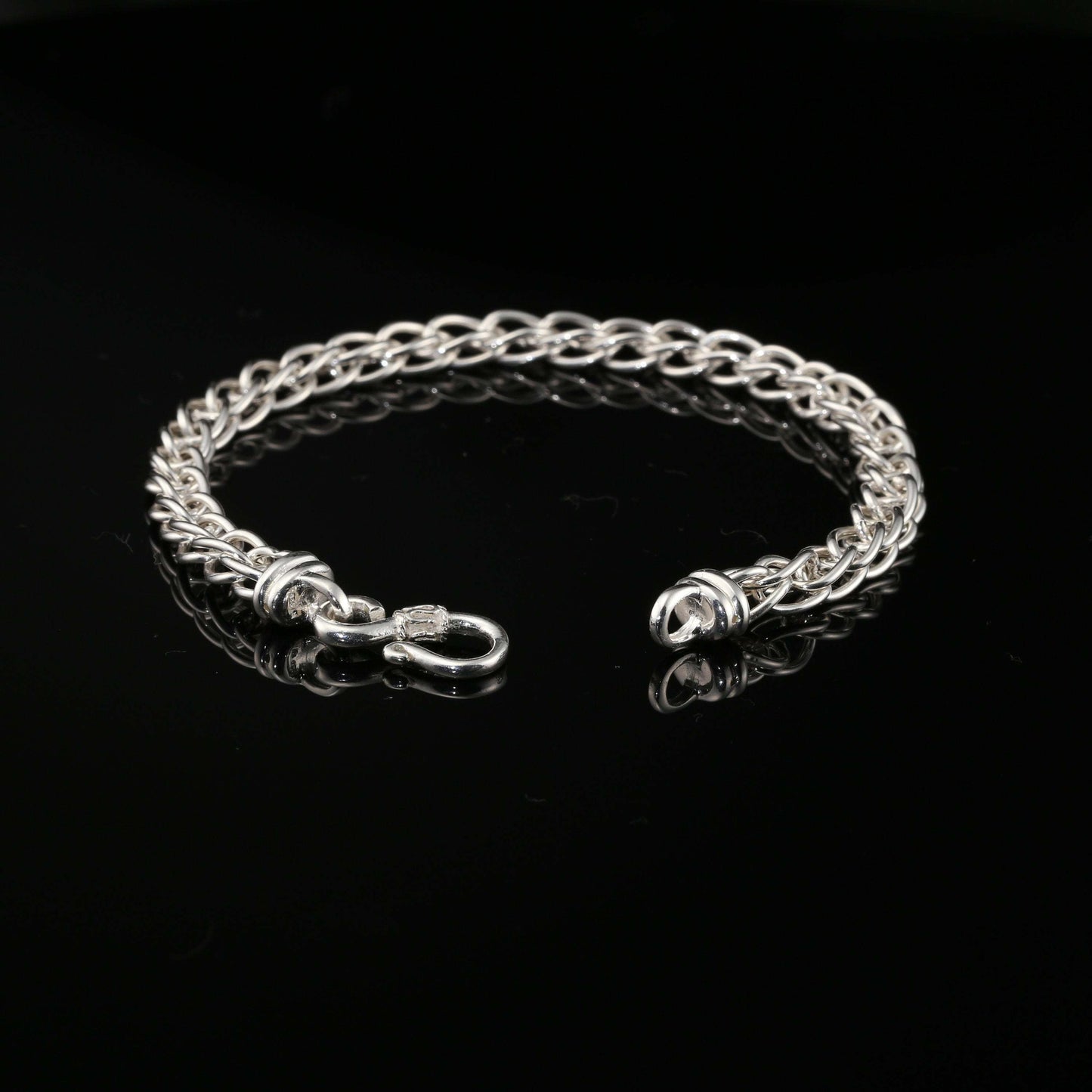 Sterling Silver Byzantine Chain Flat Bracelet with Hook Clasp, 8.5&quot;, Unisex