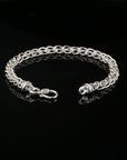 Byzantine Chain Flat Bracelet with Hook Clasp, 8.5&quot;, Unisex in Sterling Silver