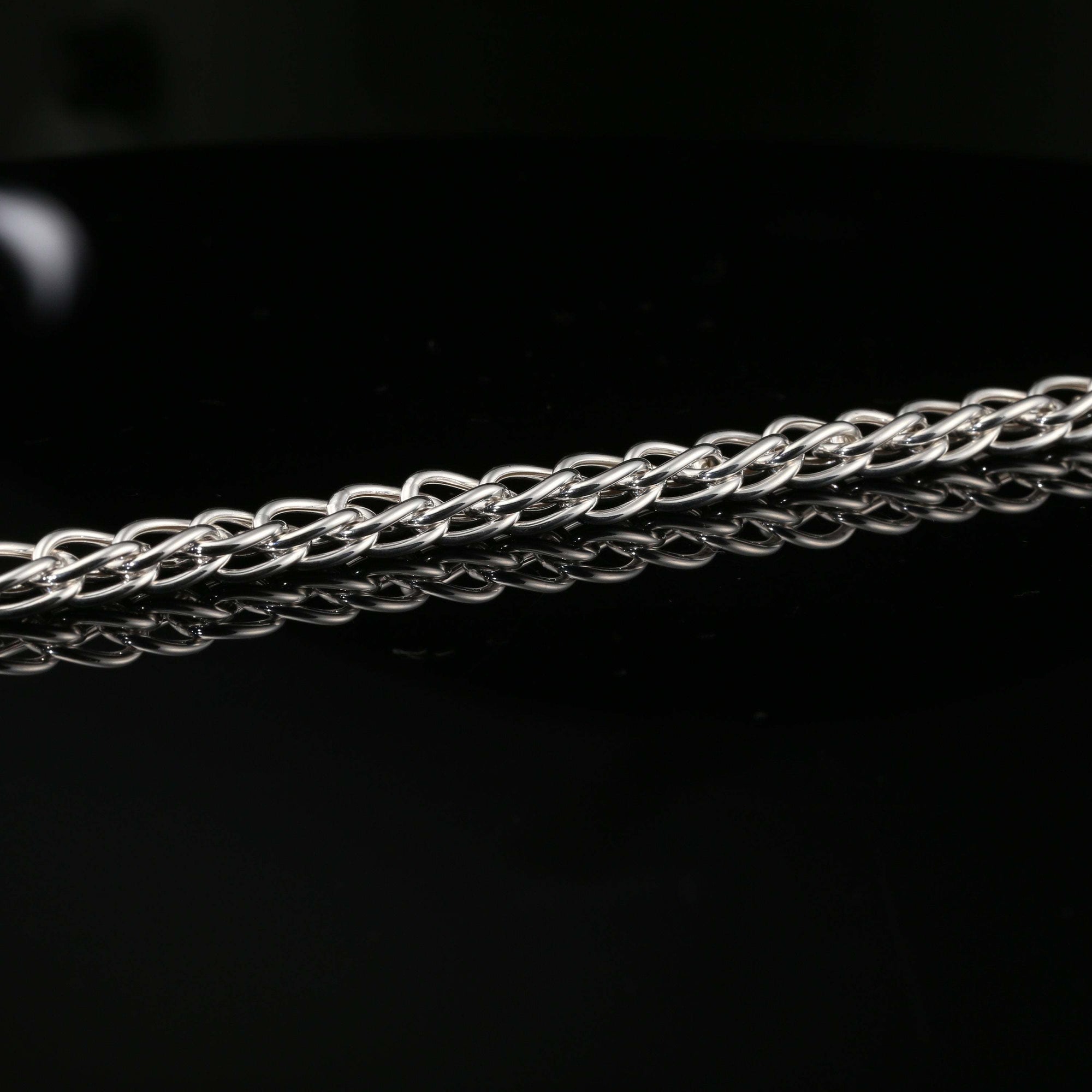 Byzantine Chain Bracelet with Hook Clasp, 8.75&quot; Unisex in Sterling Silver