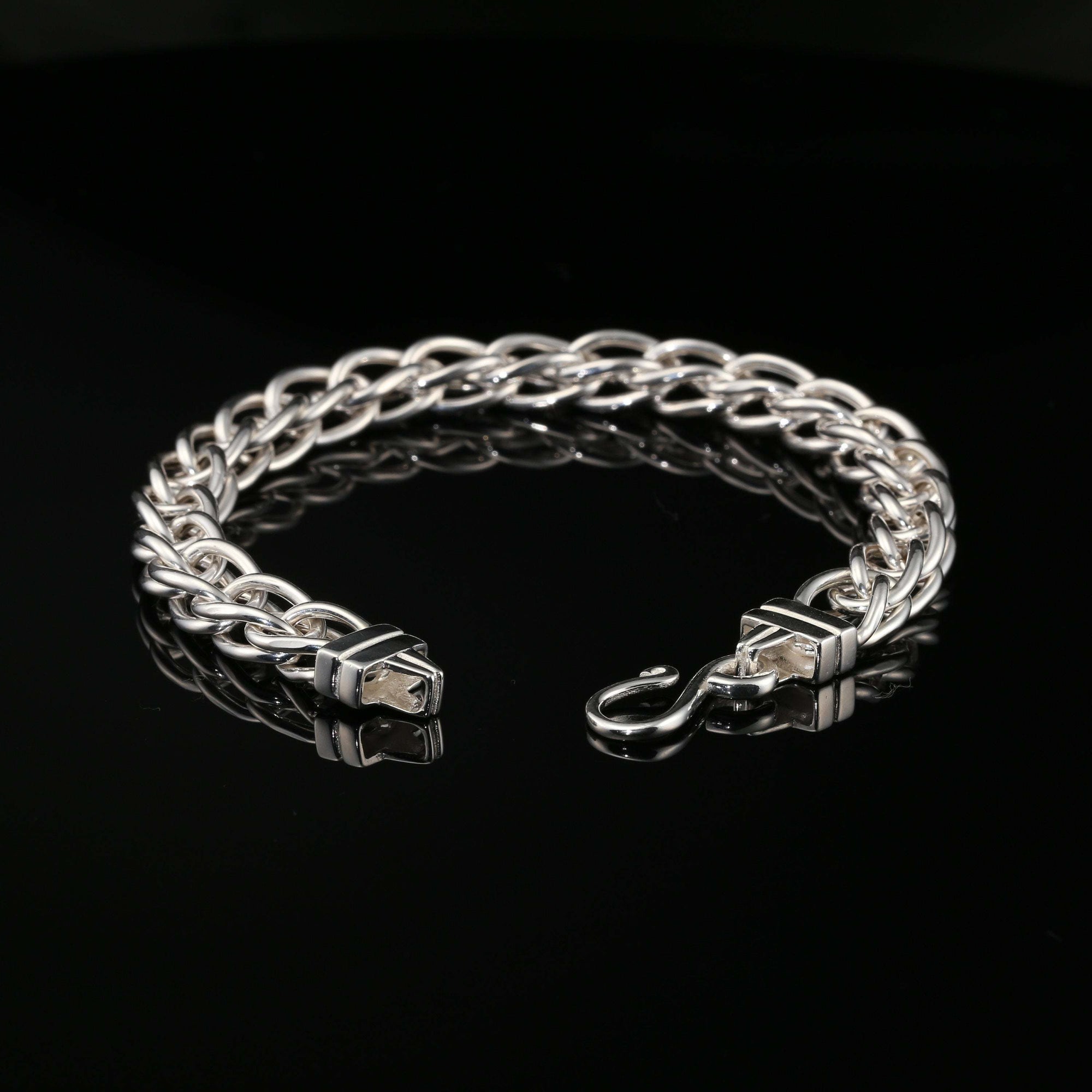 Byzantine Chain Bracelet with Hook Clasp in , 8&amp;quot;, Unisex in Sterling Silver