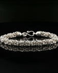 Byzantine Chain Bracelet with Hook Clasp in , 8.75" Unisex in Sterling Silver