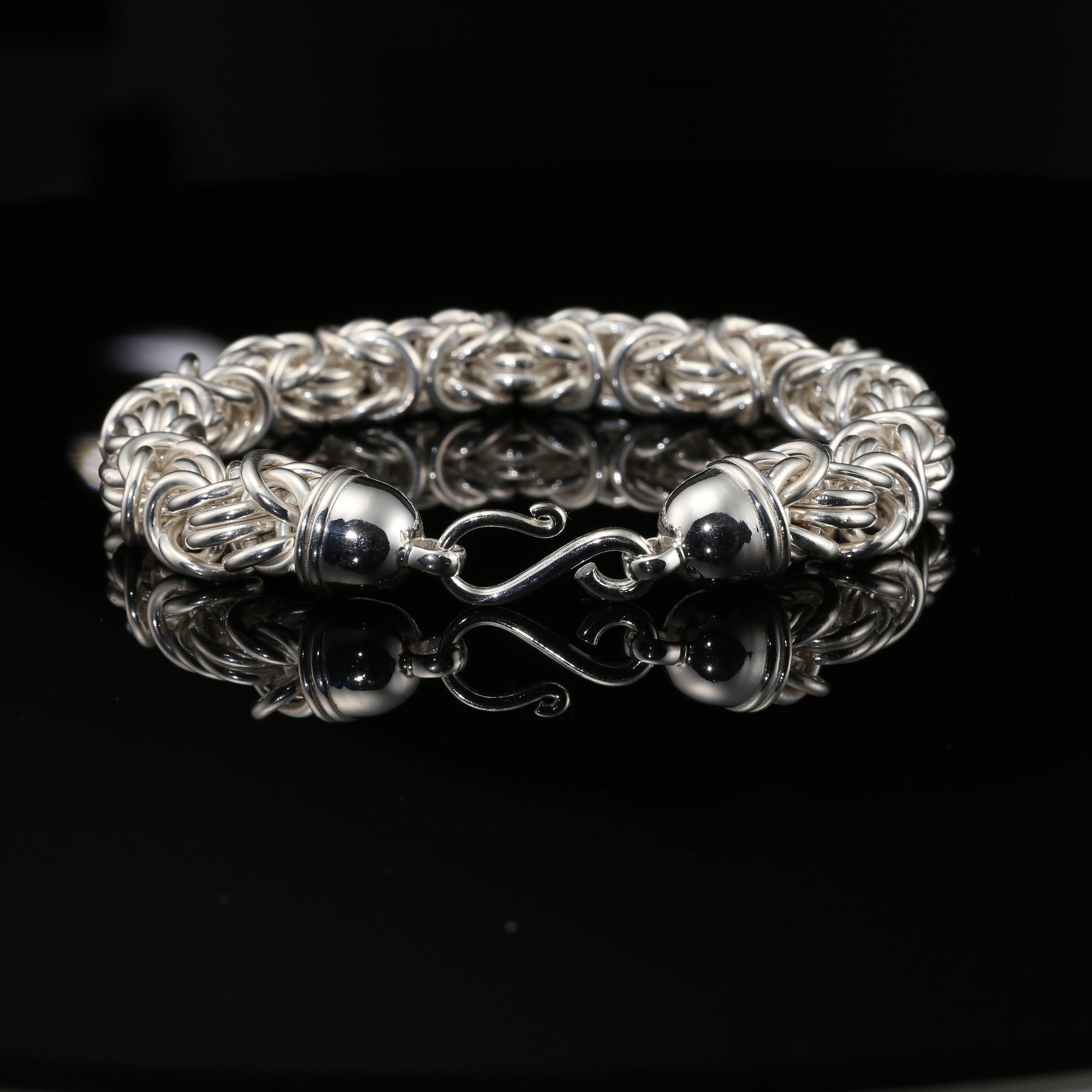 Byzantine Chain Bracelet with S-Hook Clasp in , 8.75&quot; Unisex in Sterling Silver