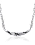 CZ Spiral Black and White Necklace Italian Style in Sterling Silver