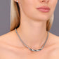 Spiral Black and White Necklace in Sterling Silver, Handmade Fine Italian Style Jewelry