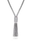 Long Tassle Necklace in Sterling Silver, Handmade Fine Italian Style Jewelry