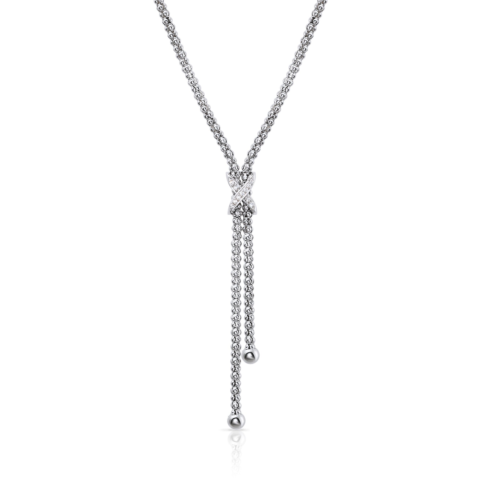 CZ Italian Style Infinity Necklace in Sterling Silver