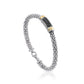 Two tone Round Bar Bracelet, Fine Sterling Silver Italian Style Jewelry, (7.5")
