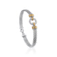 Two tone Italian Halo Bracelet, Handmade Fine Sterling Silver Jewelry with Cubic Zirconia Stones, (7.5&quot;)