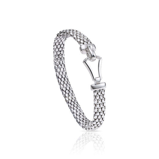 Italian Buckle Bracelet in Sterling Silver, Fine Handmade Italian Style Jewelry, (7.5&quot;)