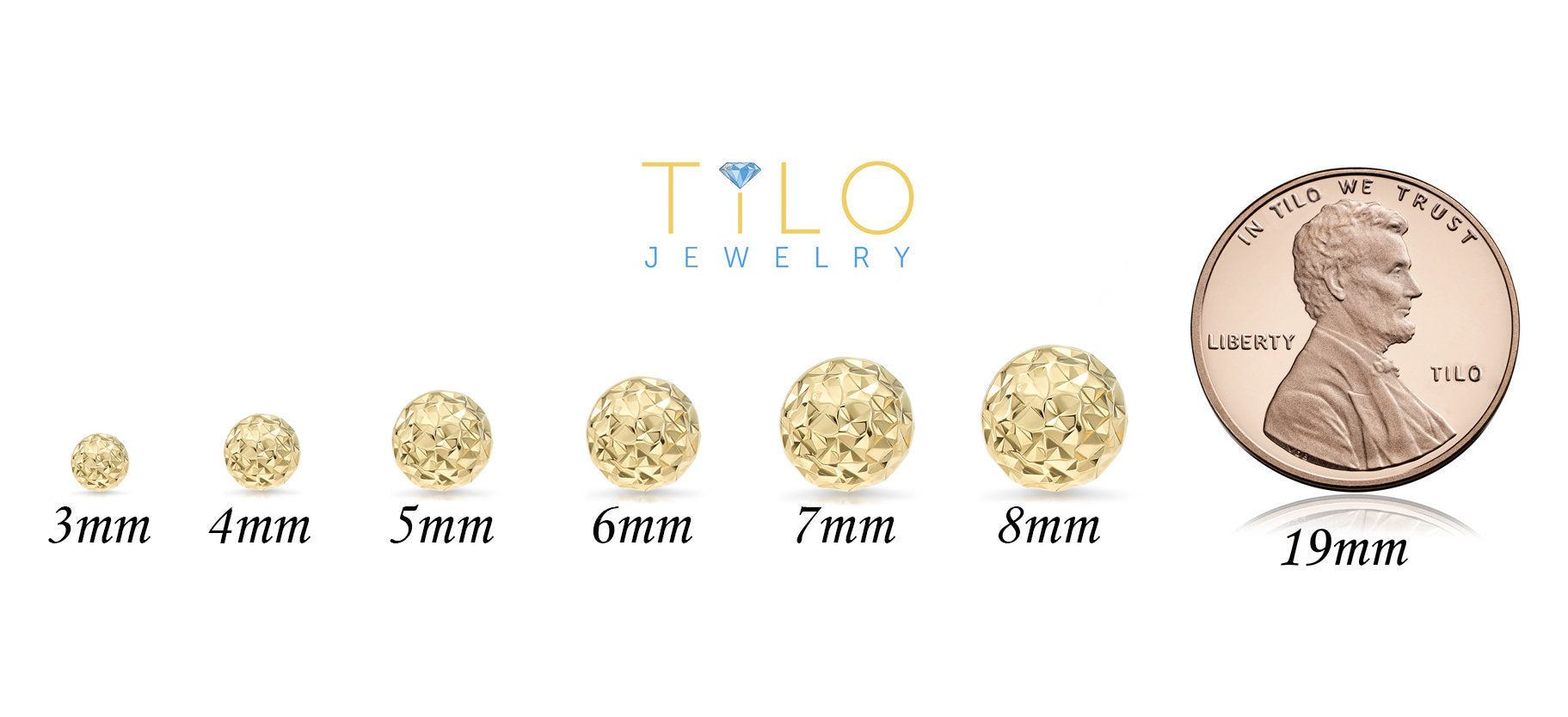 14K White Gold Sparkle Ball Stud Earrings, Hand Engraved Diamond Cuts