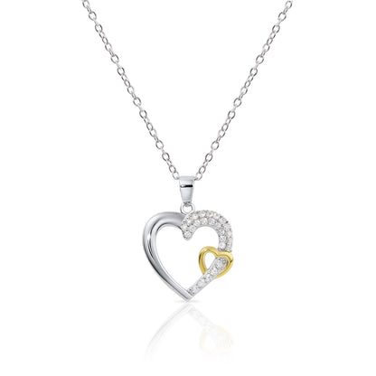 Sterling Silver Heart Pendant Necklace, Gold-tone, Adjustable