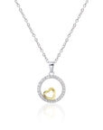 CZ Round Charm Necklace, Adjustable in Sterling Silver