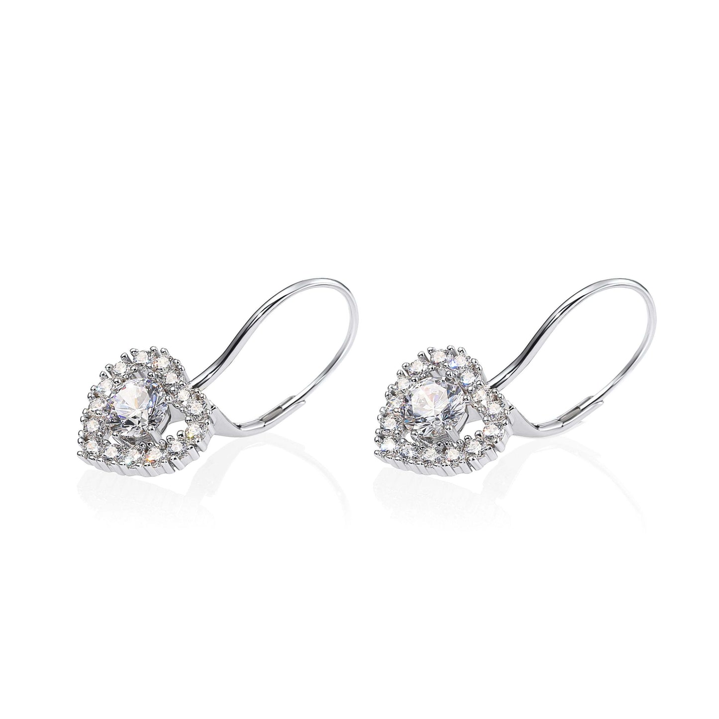 Heart Earrings in Sterling Silver, Dangle Drop Design