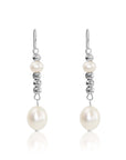 CZ Handmade Pearl Earrings, Dangle Earrings in Sterling Silver