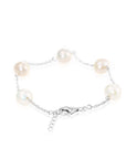 Pearl Bracelet in Sterling Silver, White Freshwater Cultured Pearls, Adjustable Size