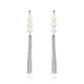 Dangle Tassel Earrings in Sterling Silver and White Freshwater Cultured Pearls
