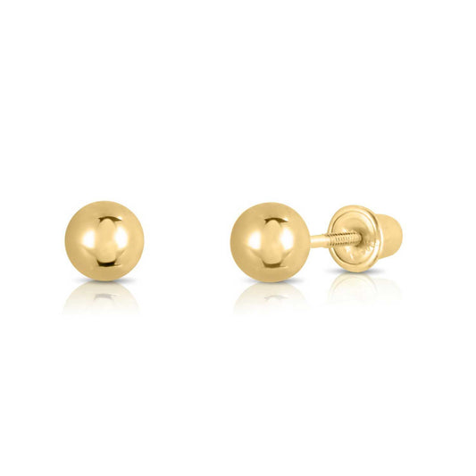 SET OF 3! 14k Yellow Gold Ball Stud Earrings with Screw Backings, Unisex