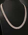 14K White and Rose Gold Two Tone Diamond Miami Cuban Link Chain Necklace, 22"