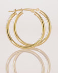 14k Yellow Gold Classic Hoop Earrings, 2mm