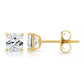 SET OF 3! 14K Solid Gold Earrings, Square Studs with Cubic Zirconia Stones and 14K Solid Gold Butterfly Push-backings