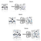 SET OF 3! 14K Solid Gold Earrings, Square Studs with Cubic Zirconia Stones and 14K Solid Gold Butterfly Push-backings