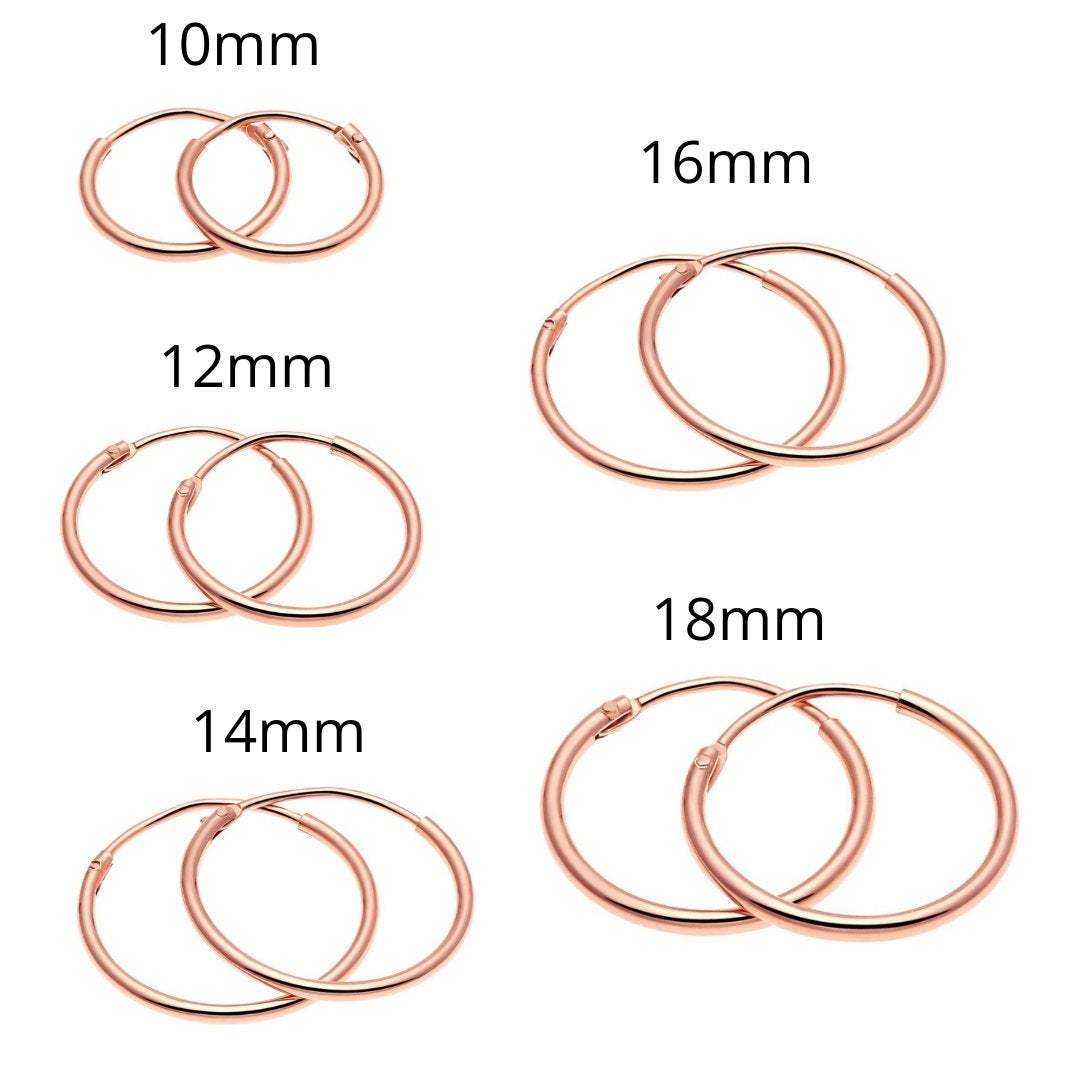 Set of 5! 925 Sterling Silver Gold Tone Plated Endless Hoop Earrings