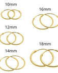 Bundle Set of 5! Gold Tone Plated Endless Hoop Earrings in