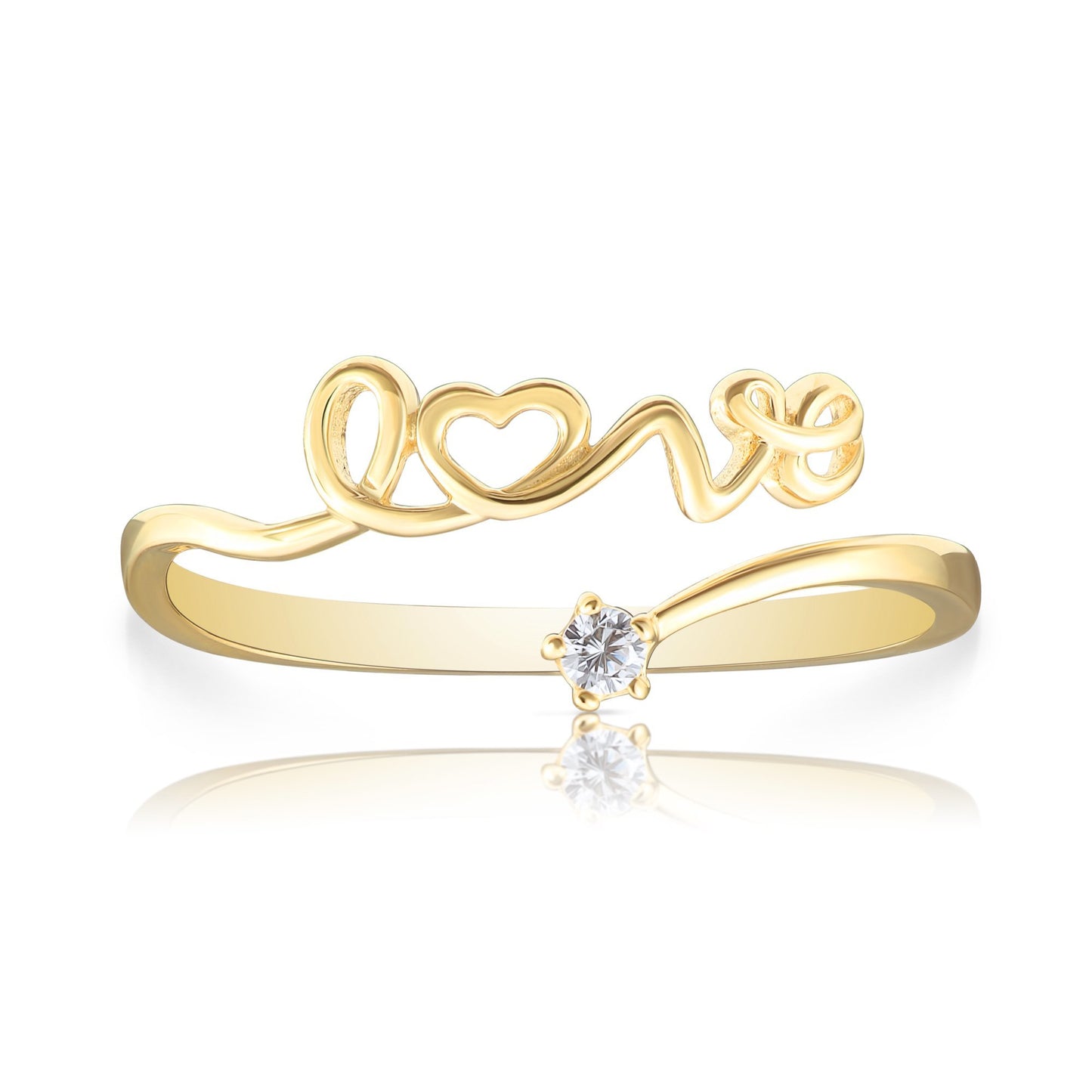 14K Yellow Gold Script LOVE Ring