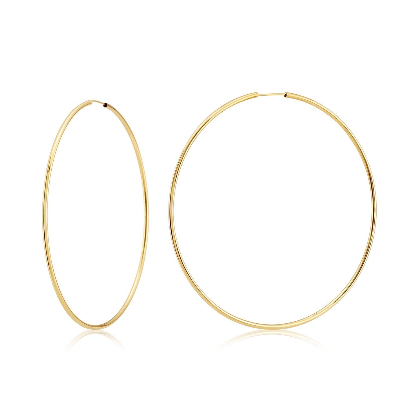 14K Yellow Gold Endless 2.5 Inch Endless Hoop Earrings
