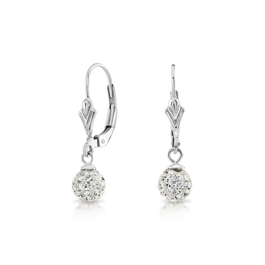 Sterling Silver Crystal Ball French-back Earrings