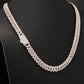 14K White and Rose Gold Two Tone Diamond Miami Cuban Link Chain Necklace, 22"