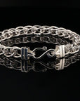 Byzantine Chain Bracelet with Hook Clasp, 8.75" Unisex in Sterling Silver