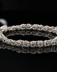 Handmade Byzantine Bracelet with Hook Clasp, 9", Unisex in Sterling Silver