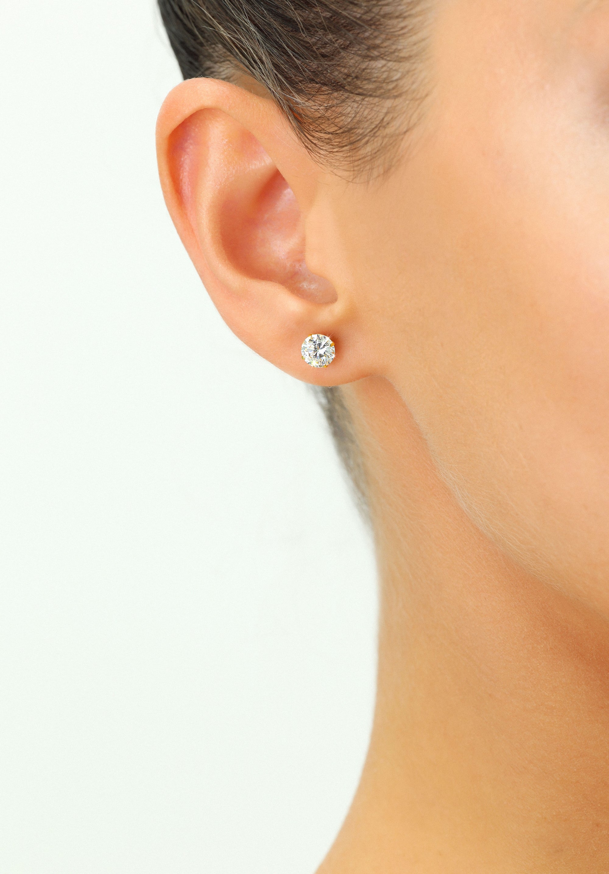 14k Yellow Gold Classic Solitaire Zirconia Stud, Single Earring, Pushback (Unisex)