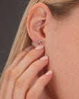 Plain Moon Shape Stud Earrings in Sterling Silver