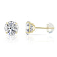 14k Yellow Gold and Cubic Zirconia Stud Earrings, Silicone Pushback