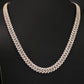 14K White and Rose Gold Two Tone Diamond Miami Cuban Link Chain Necklace, 22"