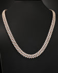 14K White and Rose Gold Two Tone Diamond Miami Cuban Link Chain Necklace, 22"
