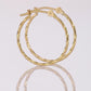 14k Yellow Gold Thin Twisted Hoop Earrings