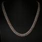 14K White and Rose Gold Two Tone Diamond Miami Cuban Link Chain Necklace, 22"