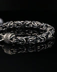 Dark Byzantine Chain Bracelet with Hook Clasp , 8.5&quot;, Unisex in Sterling Silver
