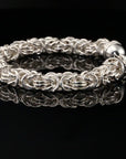 Handmade Byzantine Chain Bracelet with S-Hook Clasp, Matte, 8.5&quot;, Unisex in Sterling Silver