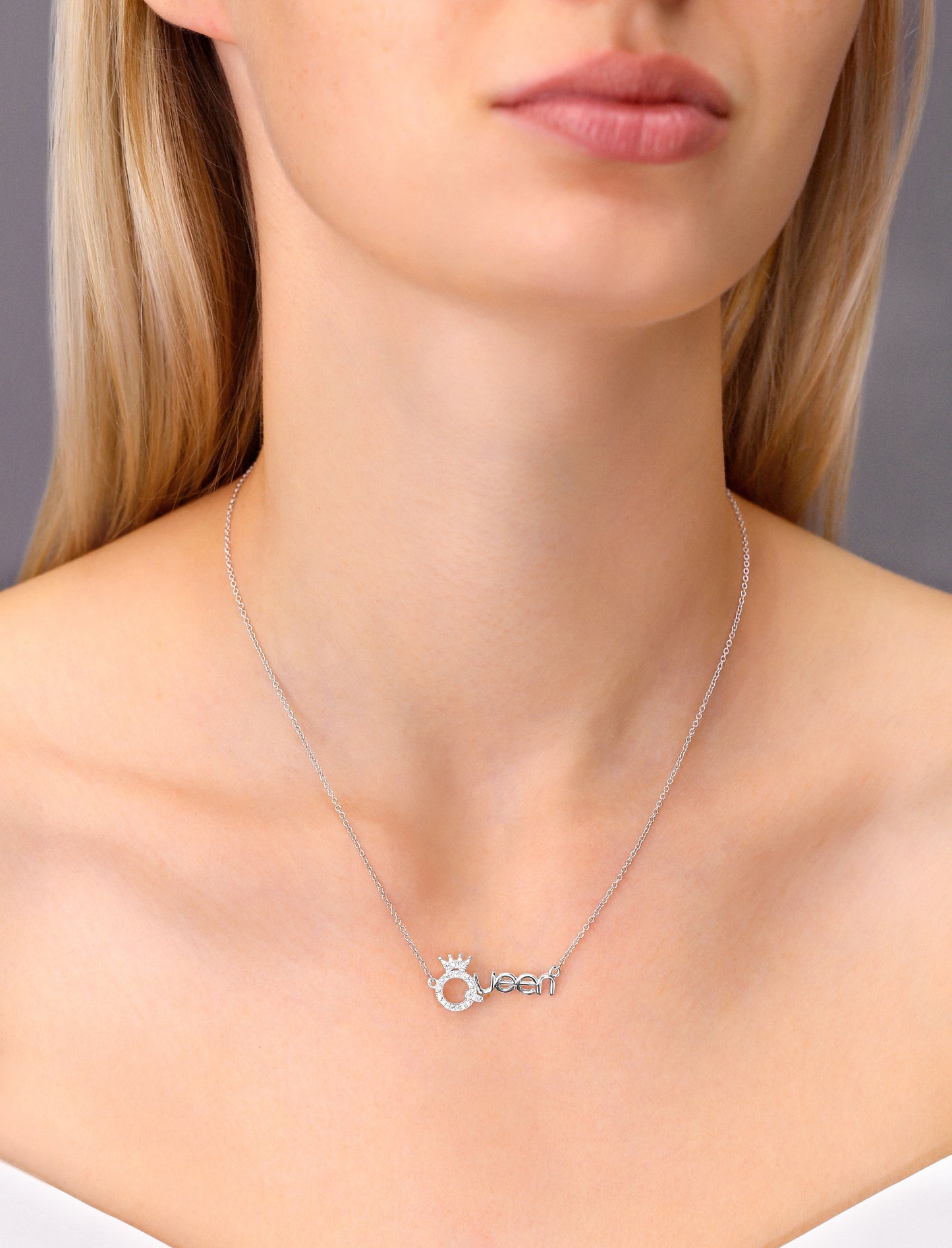 QUEEN Word Necklace in Sterling Silver