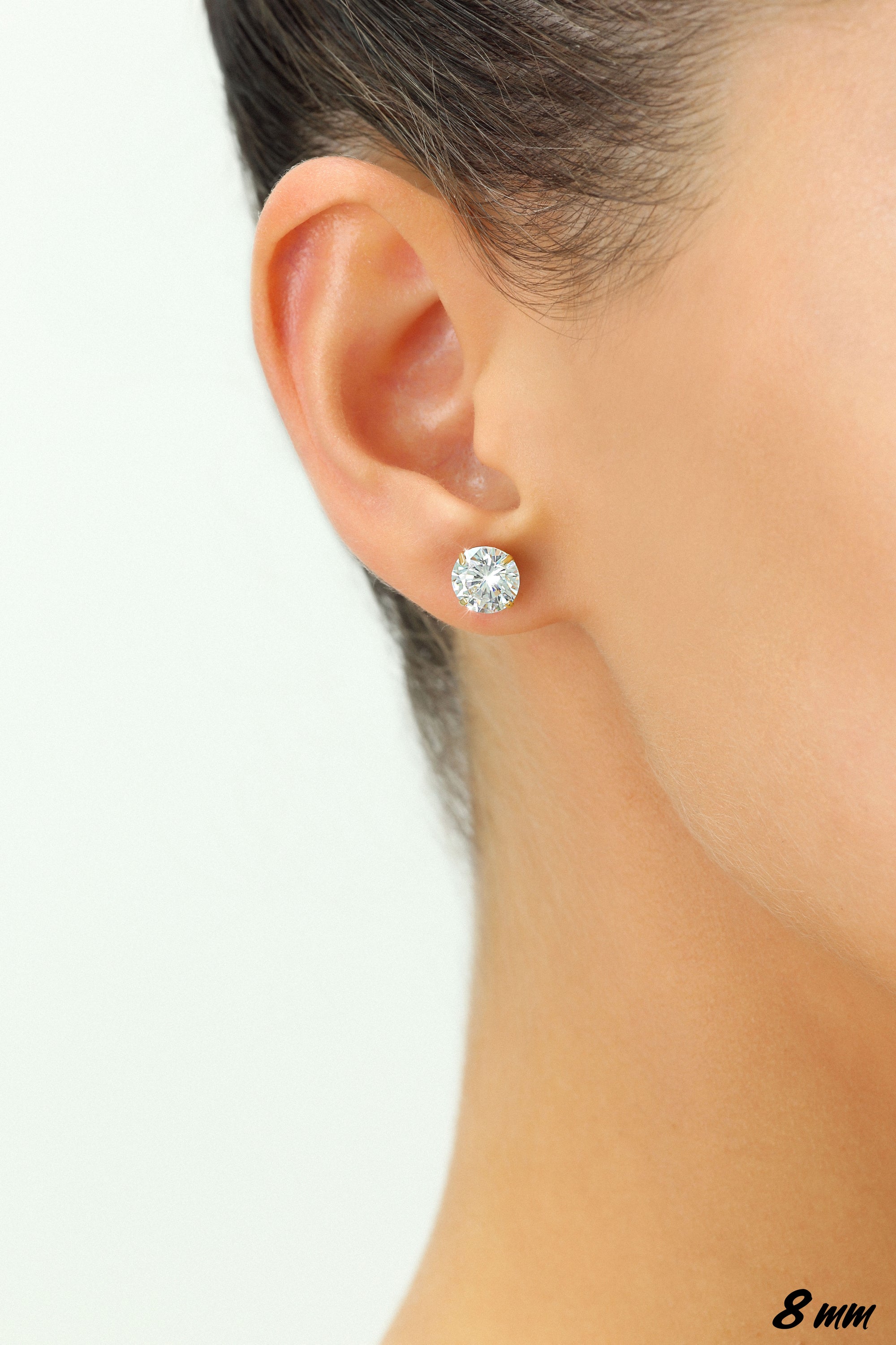 14k Yellow Gold Classic Solitaire Zirconia Stud, Single Earring, Pushback (Unisex)